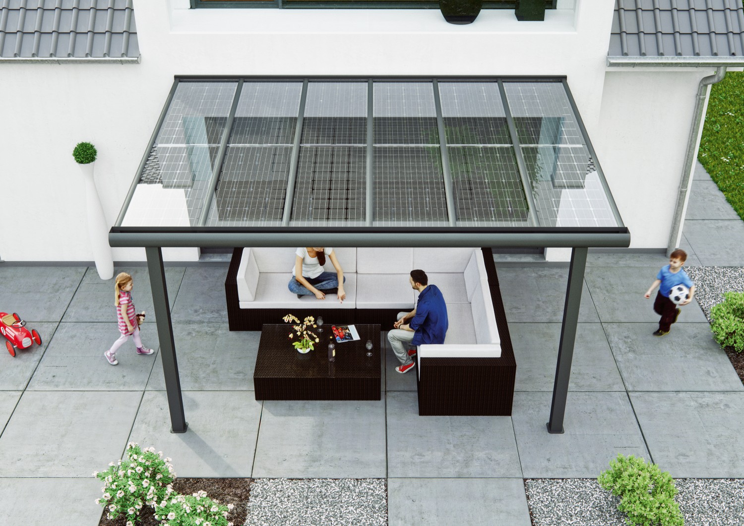 Rund ums Haus Solarmodule von „Solarcarporte.de“ auf Terrasse und Carport sparen Strom und Kosten - News, Bild 1