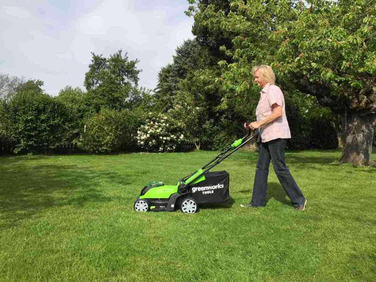 Mulchen und Fangen mit dem neuen 2in1 40V AkkuRasenmäher von Greenworks