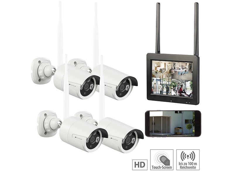 Produktvorstellung Mit vier Kameras und Touchscreen-Rekorder: Funk-Überwachungsset von VisorTech - News, Bild 1