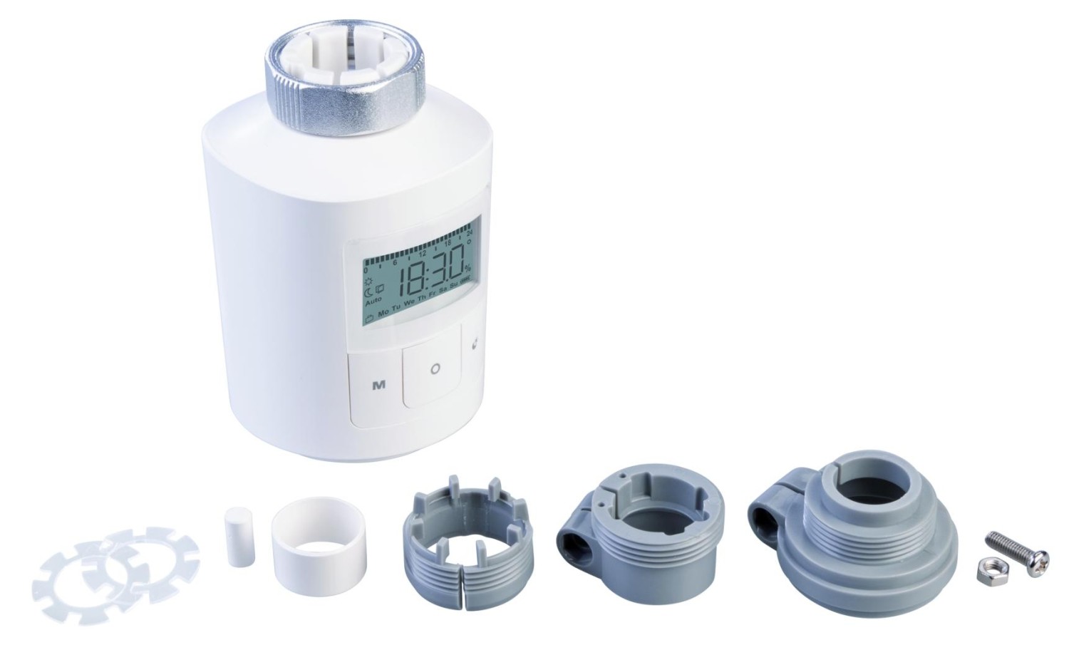 Marke: Pearl Programmierbares Heizkörperthermostat mit Nachtabsenkung und Boost-Funktion, Bild 1 Smart Home Programmierbares Heizkörperthermostat mit Nachtabsenkung und Boost-Funktion - News, Bild 1