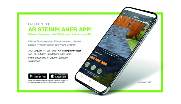 Rund ums Haus Steinplaner App von EHL für das finden der richtigen Mauern, Pflastersteine und Terrassenplatten - News, Bild 1