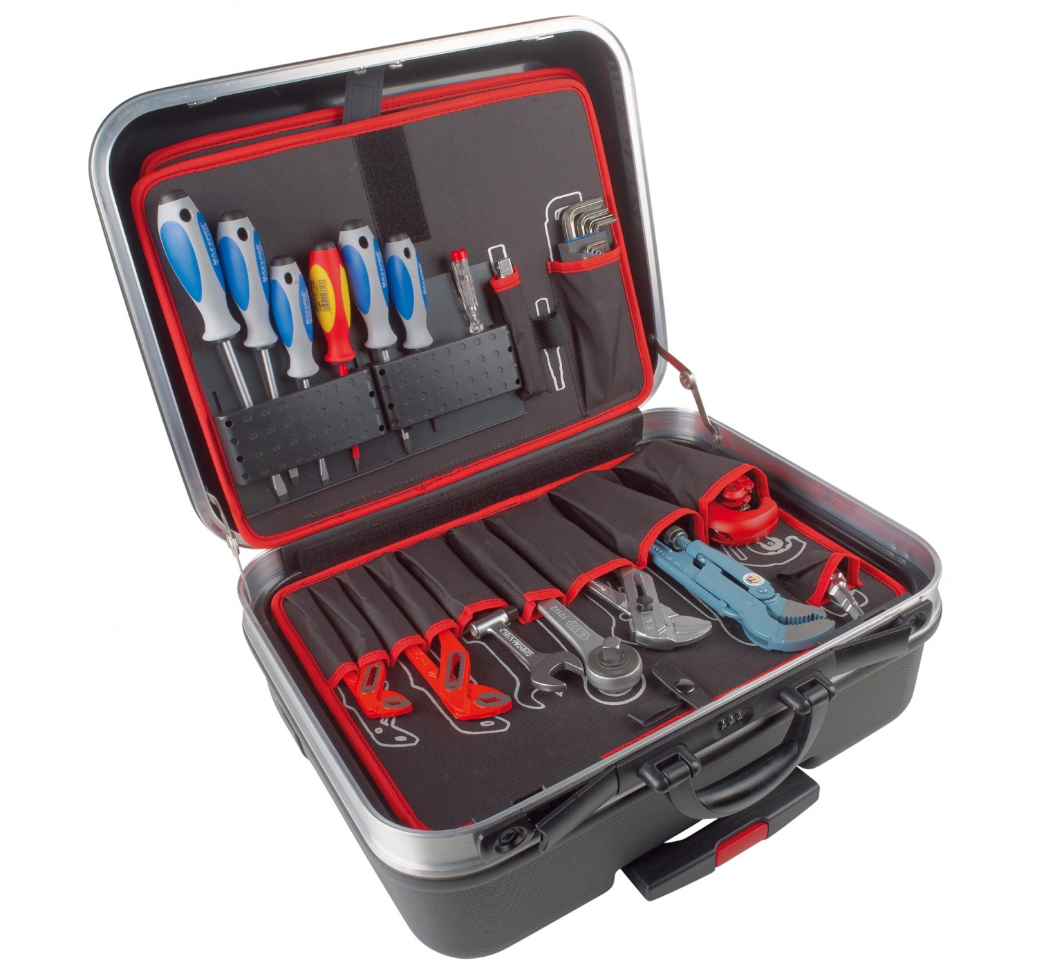 Perfekt ausgestattet: Alarm Werkzeuge Hartschalen- Konturen-Trolley 1-HT, komplett mit Sanitär-Werkzeugpaket 1, 45-teilig, Bild 1 Werkzeugkoffer Alarm Werkzeuge Hartschalen- Konturen-Trolley 1-HT, komplett mit Sanitär-Werkzeugpaket 1, 45-teilig im Test, Bild 1