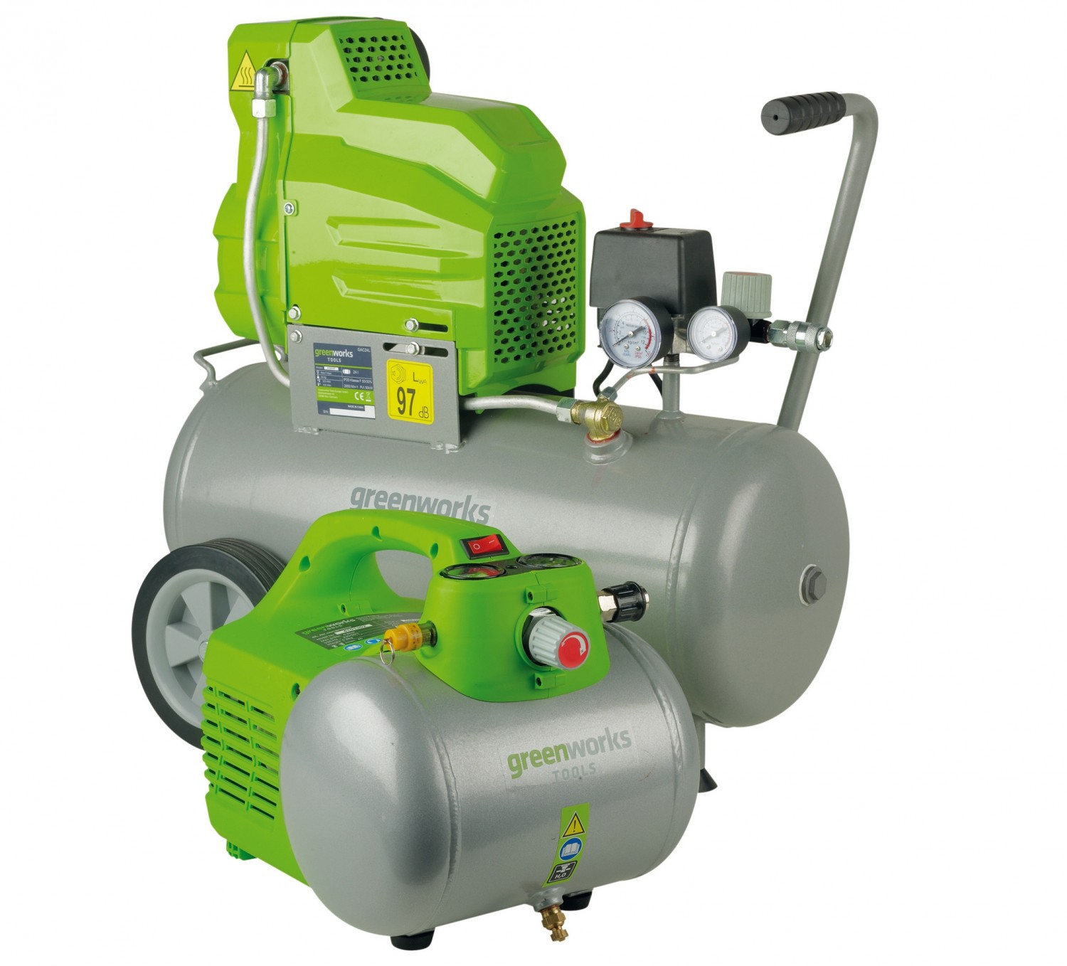 Systemtest: Greenworks 4101402, Greenworks GAC24L, Bild 1 Kompressoren und Druckluftwerkzeuge Greenworks 4101402, Greenworks GAC24L im Test , Bild 1
