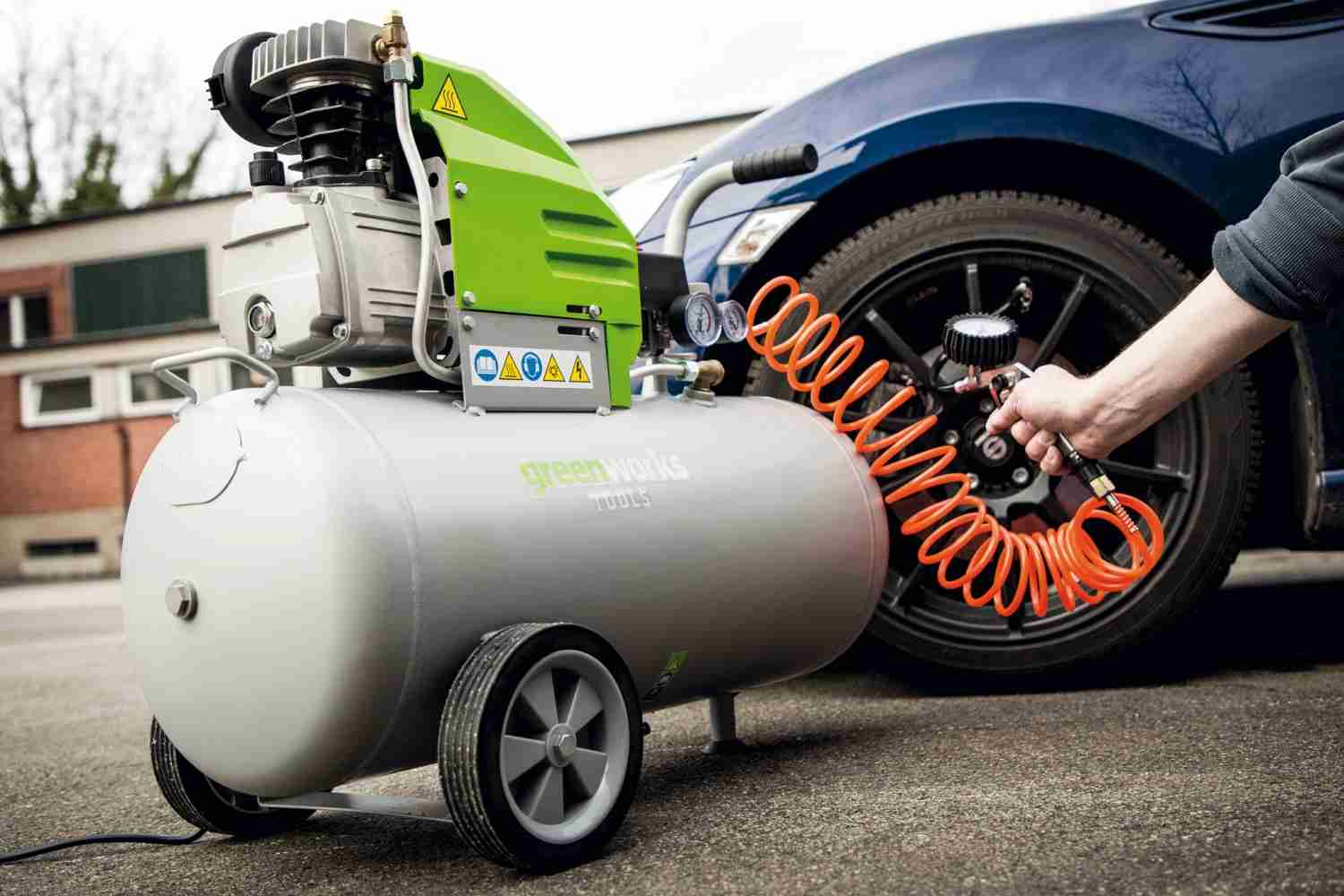 Serientest: Greenworks Kompressor 4104107, Greenworks Kompressor 4104907, Bild 1 Kompressoren und Druckluftwerkzeuge Greenworks Kompressor 4104107, Greenworks Kompressor 4104907 im Test , Bild 1