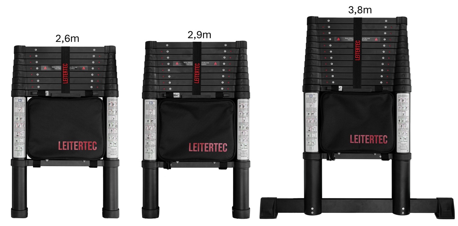 Hoch hinaus und doch kompakt: Leitertec Teleskopleiter-Set, Bild 5 Leitern Leitertec Teleskopleiter-Set im Test, Bild 5