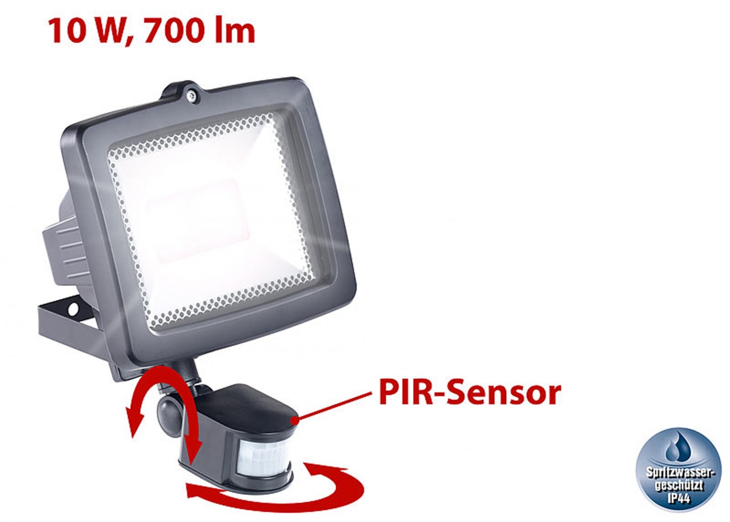 Beleuchtung Luminea Duo-LED-Außenstrahler mit PIR-Sensor NC-3974-675, Luminea LED-Fluter für den Außenbereichmit PIR-Bewegungssensor, NX-5695-675 im Test , Bild 3