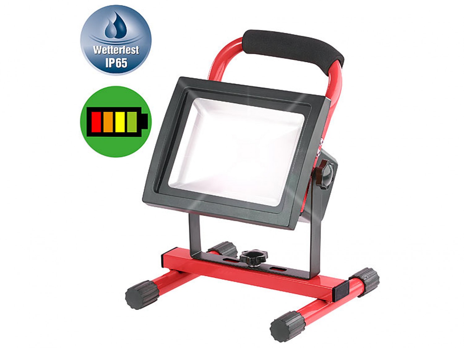 Licht bei der Arbeit: Luminea LED-Akku-Baustellenstrahler mit Standsockel NX-5619-675, Bild 1 Beleuchtung Luminea LED-Akku-Baustellenstrahler mit Standsockel NX-5619-675 im Test, Bild 1