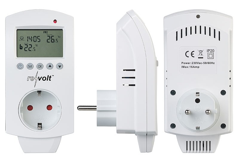 revolt Temperatur-Steckdose: Digitales Steckdosen-Thermostat,  Versandrückläufer (Thermostat-Zwischenstecker)