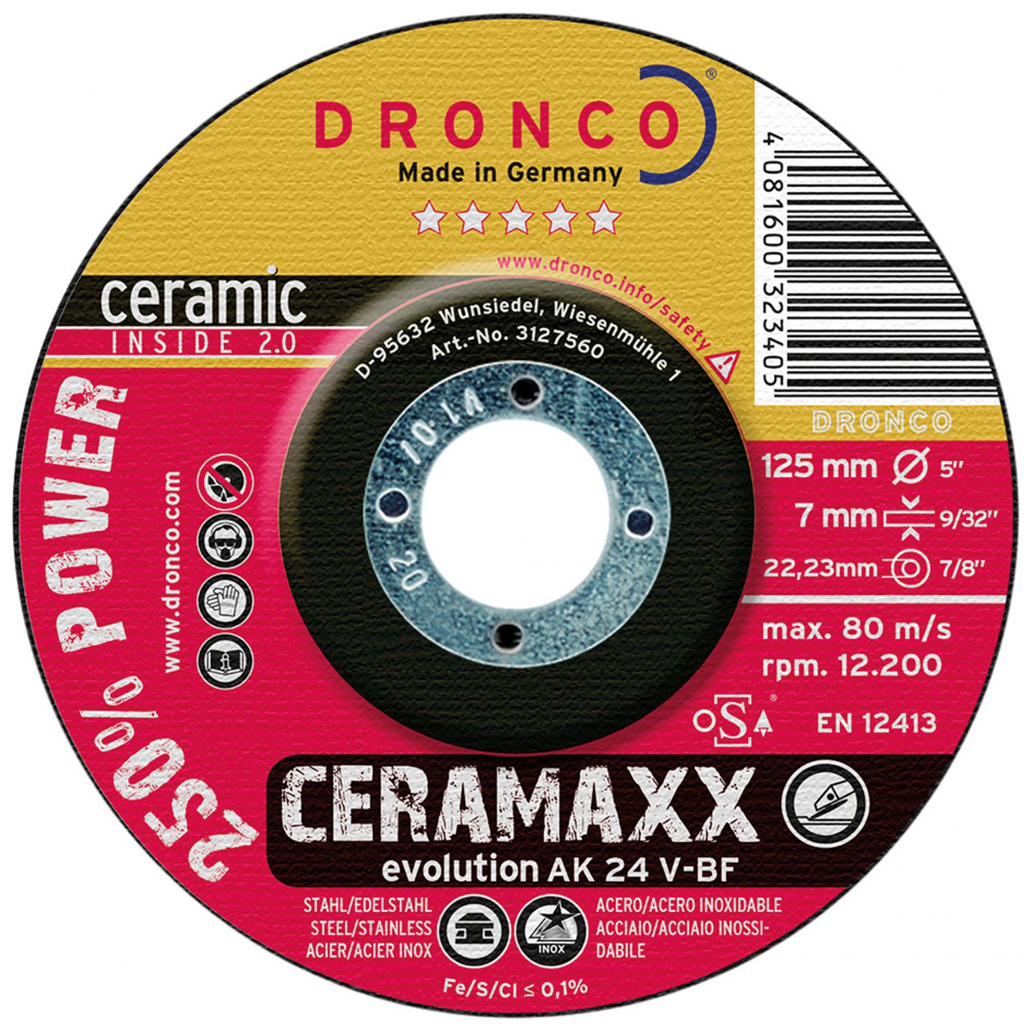 Systemtest: Ceramaxx Schleifscheibe evolution AK 24 V-BF, Bild 6 Zubehör Elektrowerkzeuge Netzbetrieb Ceramaxx Schleifscheibe evolution AK 24 V-BF im Test , Bild 6