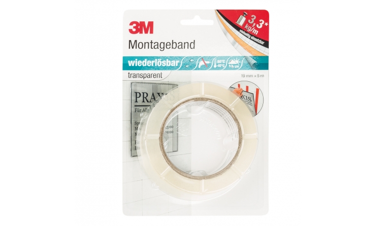 Zubehör Baustoffe 3M Montageband wiederlösbar transparent im Test, Bild 1