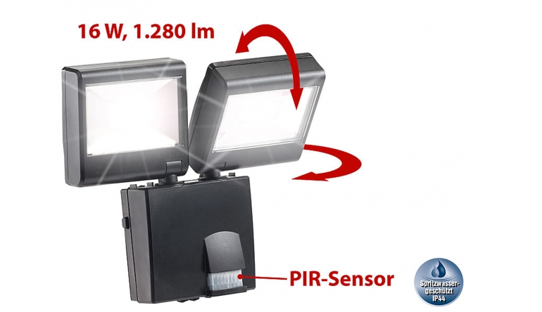 Beleuchtung Luminea Duo-LED-Außenstrahler mit PIR-Sensor NC-3974-675, Luminea LED-Fluter für den Außenbereichmit PIR-Bewegungssensor, NX-5695-675 im Test , Bild 1