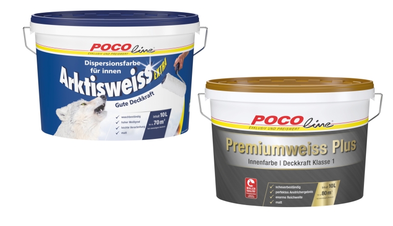 Innenfarben-Wand Pocoline Arktisweiss Extra, Pocoline Premiumweiss Plus im Test , Bild 1