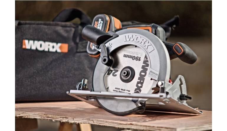 Handkreissäge mit Akku-Power: Worx WX520 mit Akku und Ladegerät, Bild 1 Hand-Kreissägen Akku Worx WX520 mit Akku und Ladegerät im Test, Bild 1